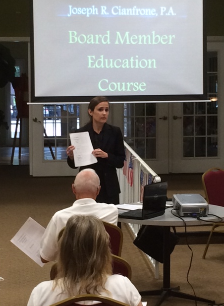 Attorney Jennifer Sinclair reviewed items such as Contracts, Bid procedures, and Budget Preparation.